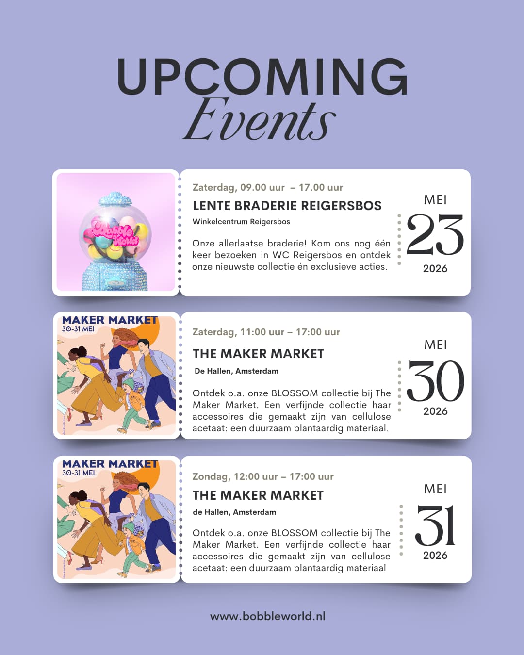 Upcoming events mei 2026